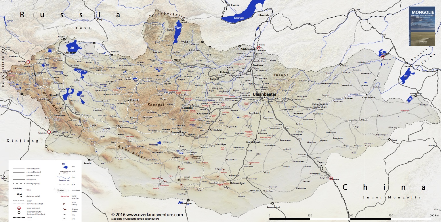 carte détaillée de la mongolie